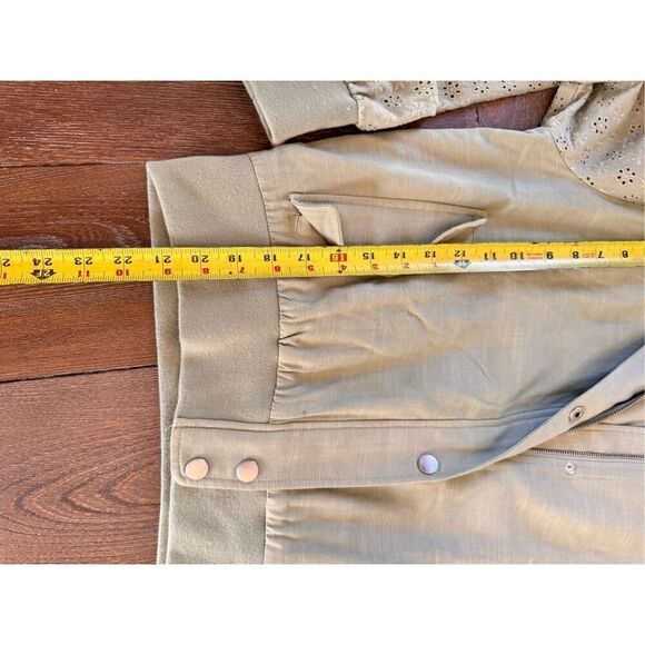 7 For All Mankind Embroidered Eyelet Sleeve Bomber Jacket Green Size Medium - Picture 10 of 13